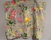 Old Navy Floral Linen Mini Skirt -Grey Abstract XL Pull on Womens EUC XLarge
