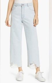 Hepburn High Rise Destroyed Hem Wide Leg Jeans