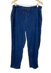 Eileen Fisher Pants Large Blue Organic Cotton Denim Chambray Slouchy Tapered Leg