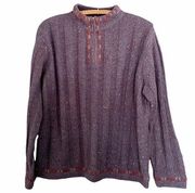 Woolrich Sweater Embroidered Indigo Heather 1/4 Zip Pullover Women’s Size Large