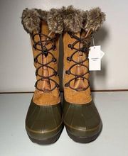 Lands’ End Alpine Mid Calf Women’s Snow Boot Olive Green and Brown Size 6.5