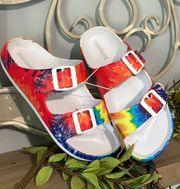 Sandals Tie Dye Slides Beach Shoes Slip On Comfy  Womens 7