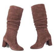 H BY HALSTON Sarah Boots Brown Suede Leather Knee High Sz 9.5