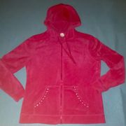 EVERLAST SPORT hot pink velour zip up hoodie bling trim at pockets size L