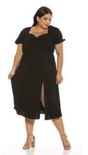 Gracie Sweetheart Black Midi Dress Plus Size 2X NWT