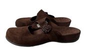 Vionic Wonens Joan Brown Suede Leather Mary Jane Clog Backless size 8