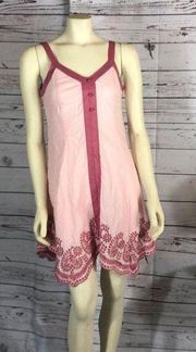 Aryeh pink Embroidered Ruffle Shift Dress size small