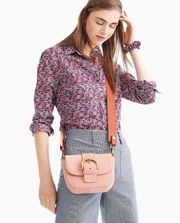 J. Crew Leather Crossbody buckle bag in Italian suede PINK