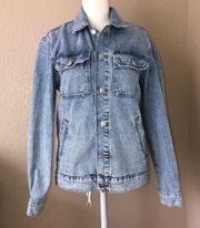 Light Wash Denim Button Up Long Sleeve Jean Jacket