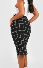 PLUS GRID CHECK MIDI SKIRT womens size 22 plus size sexy skirt NWT BooHoo