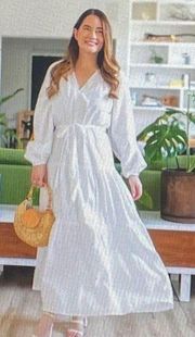 Roan+Ryan Josephina  White Tiered Cotton Boho Peasant Maxi Dress, size M