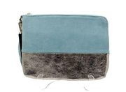 Street Level Mirabella Metallic Leather Wristlet Clutch Oversize Wallet Mint NWT