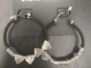 Steve Madden Black & Silver Hoops