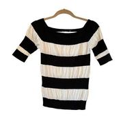 The Limited Square Neck Wide Striped Black/White Short Sleeve Sweater, Sz S