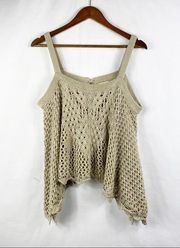 TAYLOR & SAGE Tan Oversized Crochet Tank Top in Medium