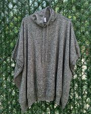 Body Knit Oversized Cowl Neck Poncho Sweater in Marled Black - Medium/Large