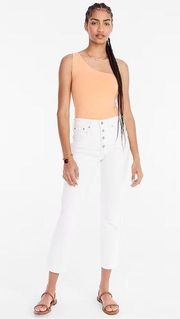 J. Crew 10” High Rise Slim Straight Jean in White Button Fly Size 32 L4729 New