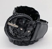 Coldwater Creek Black Boho Leather Wide Belt