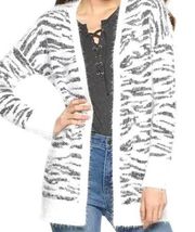 MUDD ZEBRA PRINT SUPER SOFT 2 POCKET CARDIGAN SWEATER SMALL