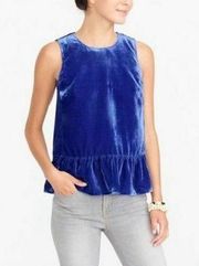 J. Crew Factory Women’s Royal Blue Sleeveless Peplum Velvet Top Size 12
