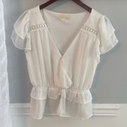 Francesca’s boutique white ruffle short sleeve top