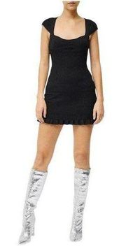 French Connection | Women’s Black Mathilda Knit Ribbed Minidress L $148.00