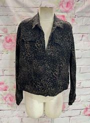 🔥5 for $25 sale🔥 Nine West leopard print button up denim jack size xxl