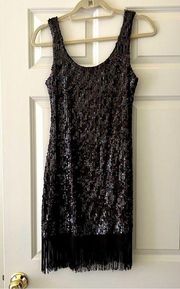 Brown & Black Sequin Fringe “great gatsby” dress