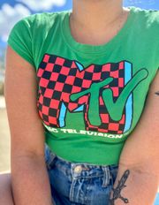 Red checkered  shamrock green T-Shirt