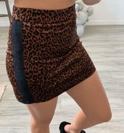 Animal Leopard Brown Print Pencil Mini Skirt / Size Small