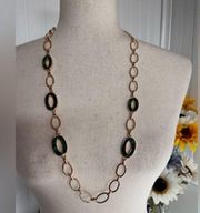 Shelli Segal Gold-Tone Green Oval-Link Necklace