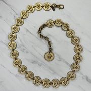 Express Vintage Lion Head Gold Tone Metal Chain Link Belt Size Small S