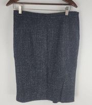 Max Mara Tweed Wool Pencil Skirt Italy Black Lined Size M/L