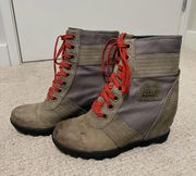 Gray  Lace Up Boots