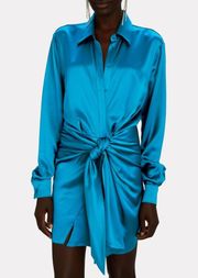 NWT RONNY KOBO Jordan Satin Mini Dress in Blue