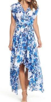 NWT Eliza J Floral Faux Wrap High Low Hem Dress