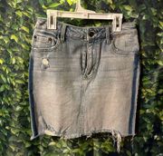 Pistola Distressed Denim Mini Skirt