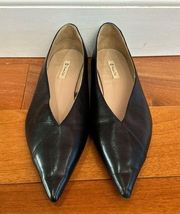 Massimo Dutti Women's black pointed toe wrap flats size 41