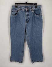 Bill Blass VINTAGE Jeans Capris Blue Denim High Rise Split Hem Women Sz 14