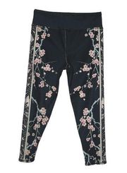 Evolution and Creation Women's Cropped Leggings Dark Gray Pink Floral Size M