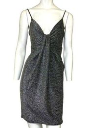 LoveRiche Metallic Draped Mini Dress Silver Black Size Large NWT