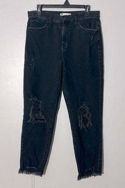 SO High Rise Distressed Mom Jean Black Size 30