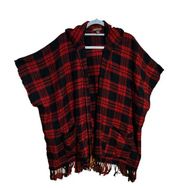 Lincoln Outfitters Buffalo Plaid Hooded Poncho OS