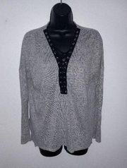 Gray Active USA lace up sweater