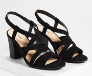 NWOT Nyla Black Criss Cross Open Toe Heel's Size 9