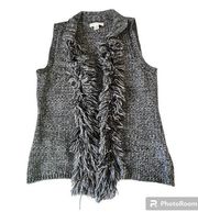 August Silk Women's Medium Gray Knit Open Front Sweater Vest