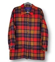 Rafaella Shacket Wool Blend Plaid Jacket Button Front Flannel Shirt Pockets Sz M