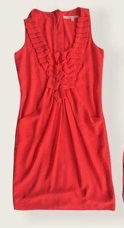 Red Ruffle Sleeveless Formal Polyester Exposed Zip Dress 0