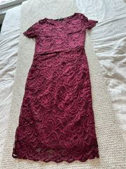 Maroon Lace BodyCon Dress