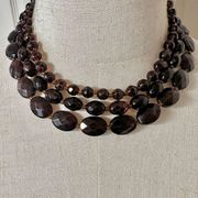 New York and Company triple strand brown beaded necklace